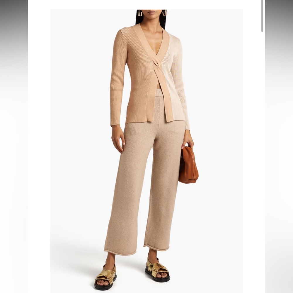 NAADAM Twisted two-tone ribbed cotton-blend sweater
